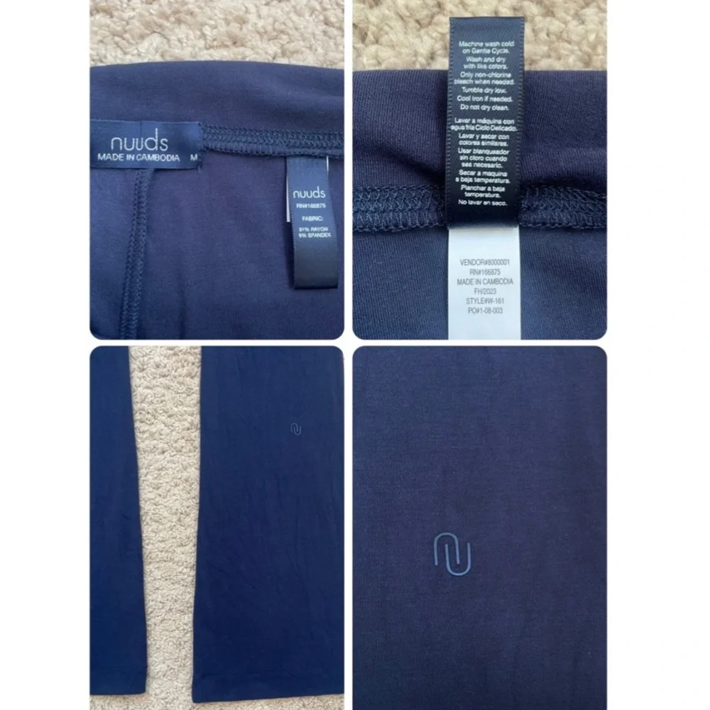 Nuuds Navy Blue SwiftStretch Fold Over Mini Flare Leggings Size Large - Picture 8 of 16